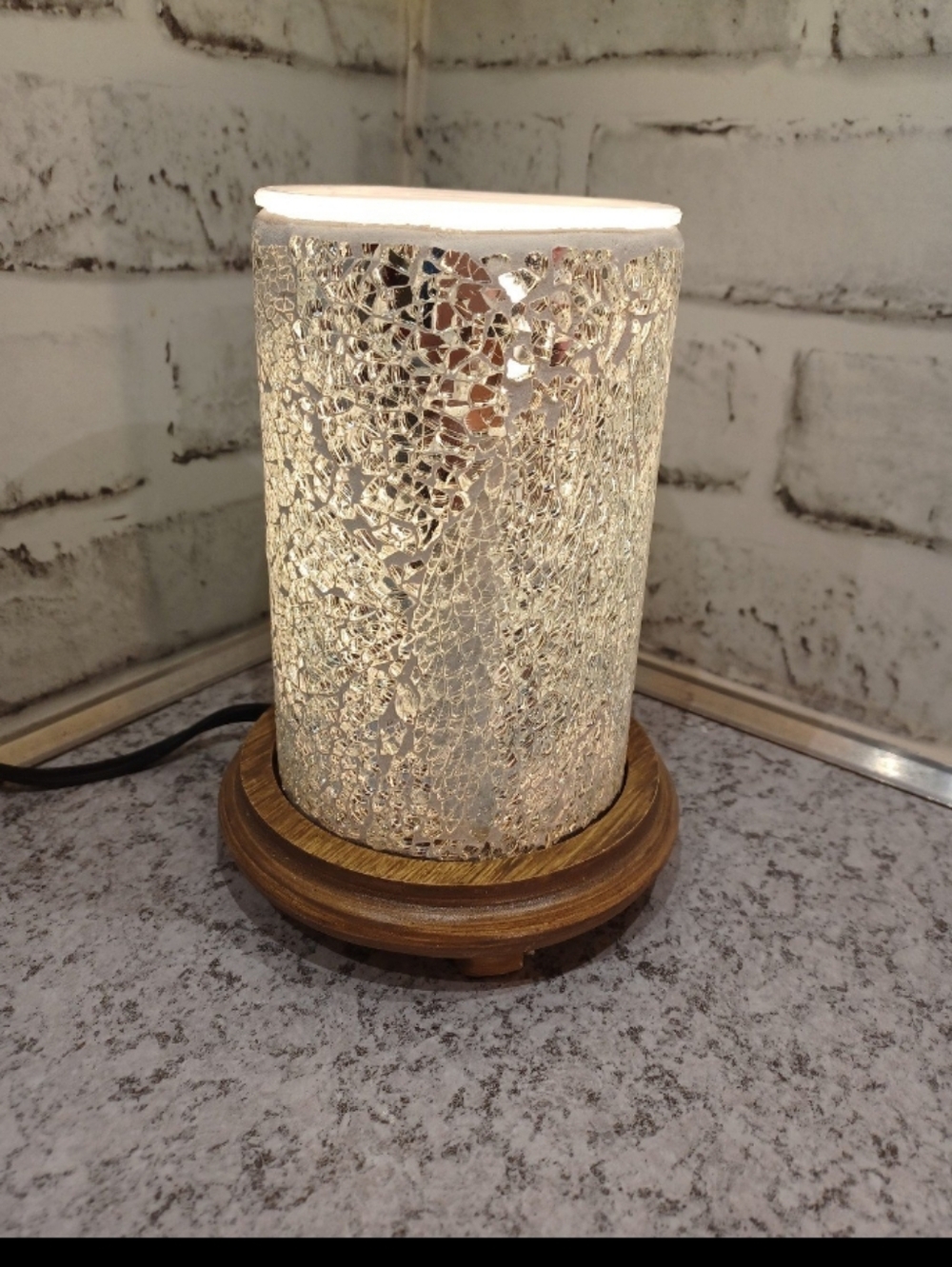 Pink Zebra Simmer Pot Wood Grain Base Silver Crackle Shade wax sprinkles warmer